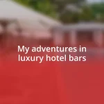 My adventures in luxury hotel bars