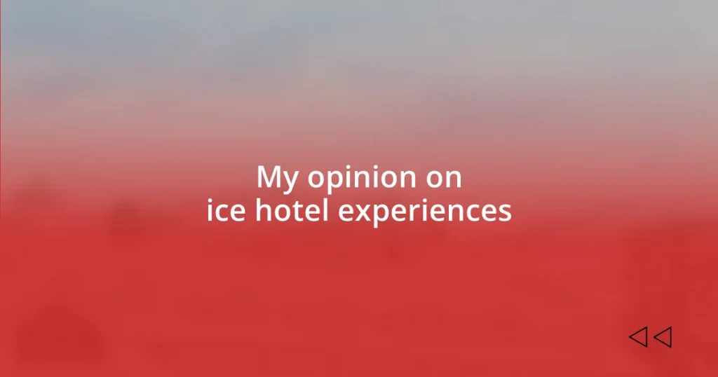 My opinion on ice hotel experiences