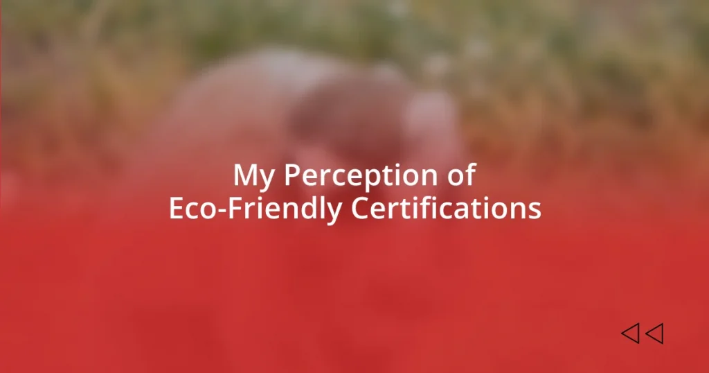 My Perception of Eco-Friendly Certifications