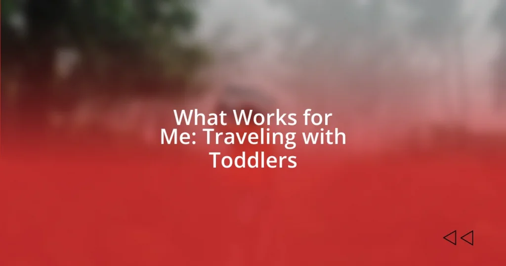 What Works for Me: Traveling with Toddlers