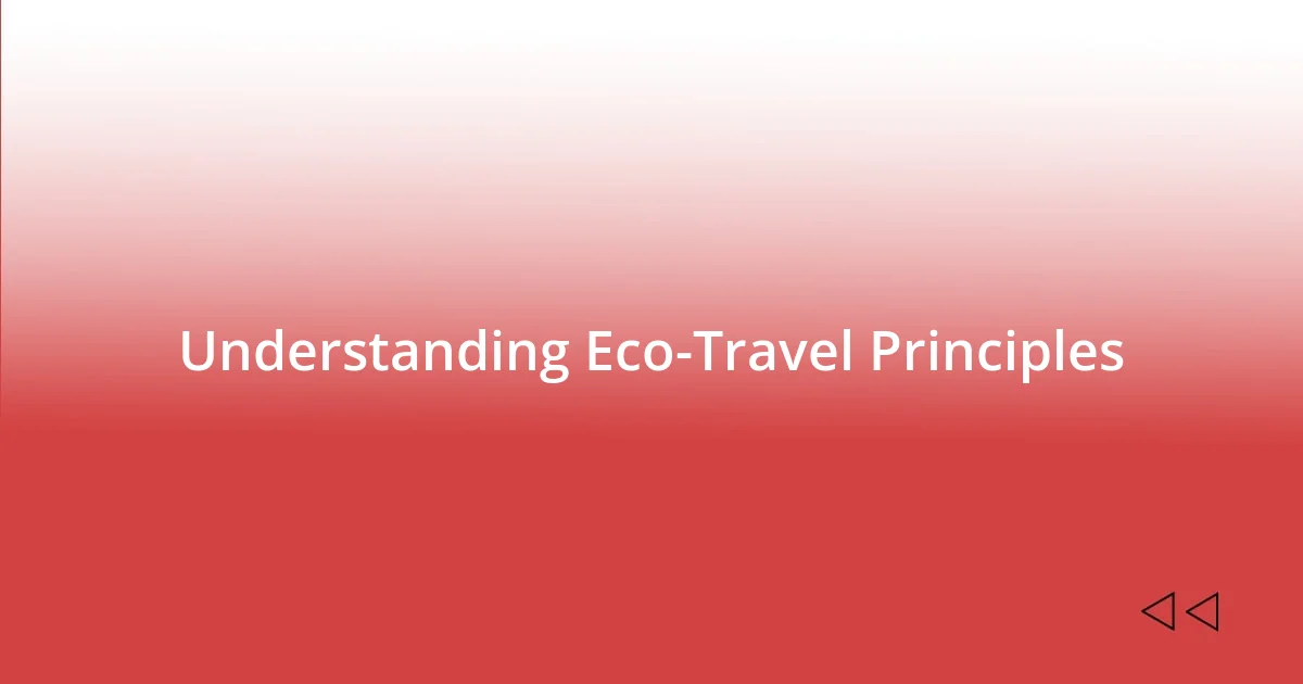 Understanding Eco-Travel Principles