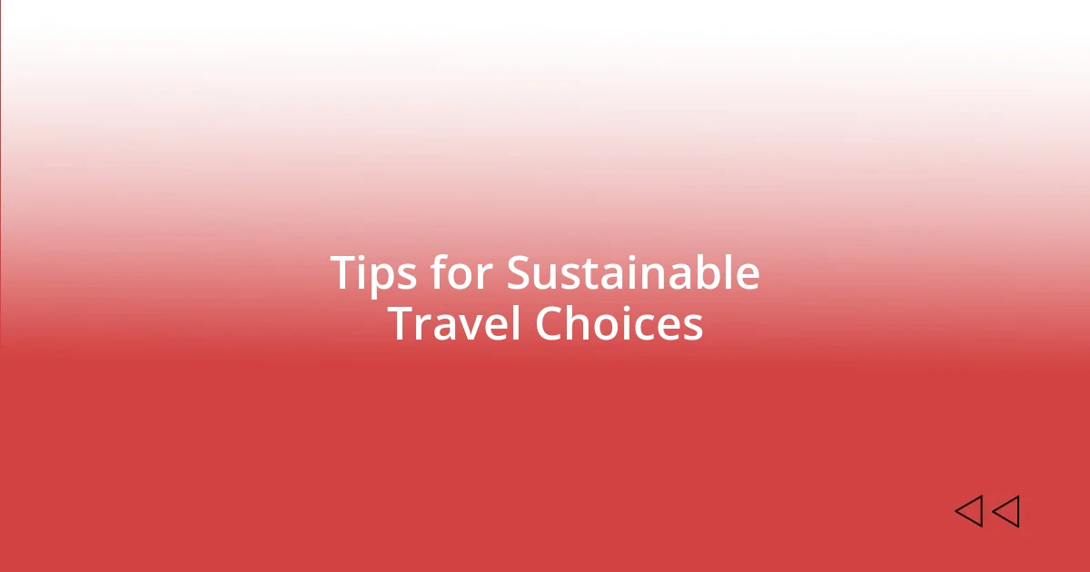 Tips for Sustainable Travel Choices