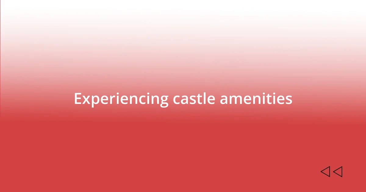 Experiencing castle amenities