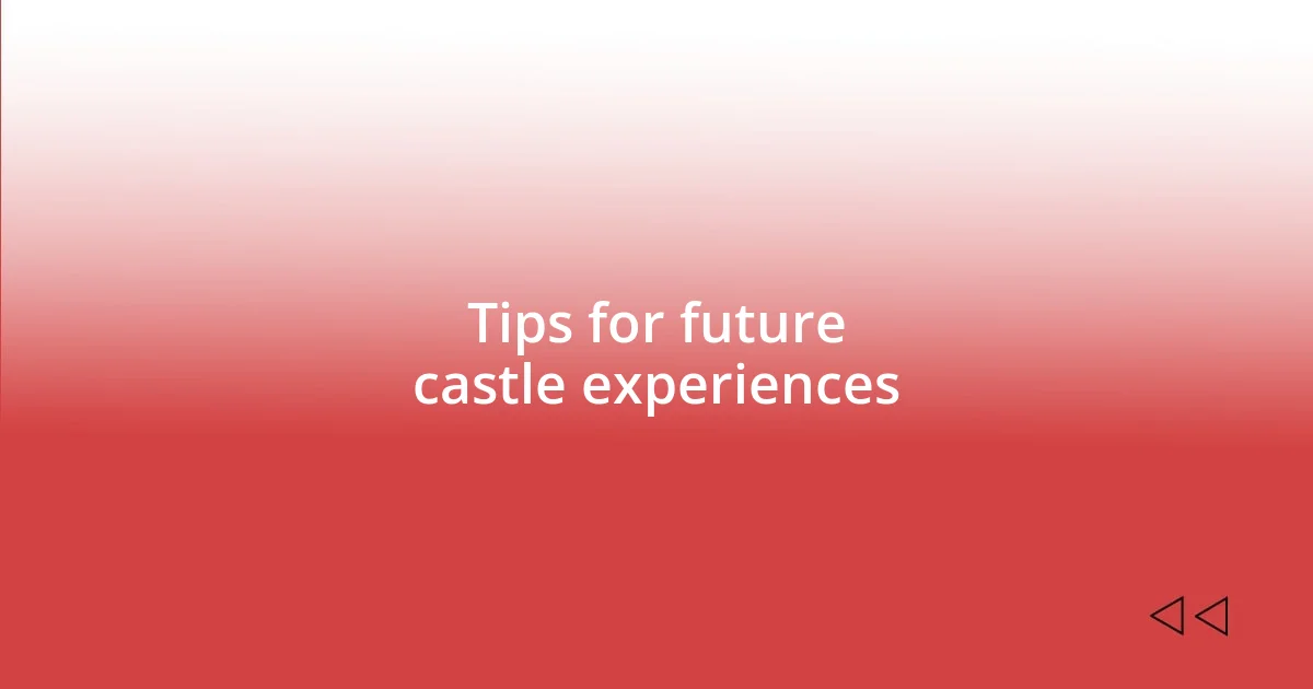 Tips for future castle experiences